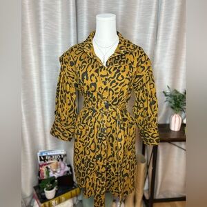 Leopard Print Denim Dress